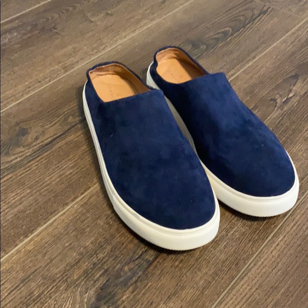 Navy Suede Caslon Slides